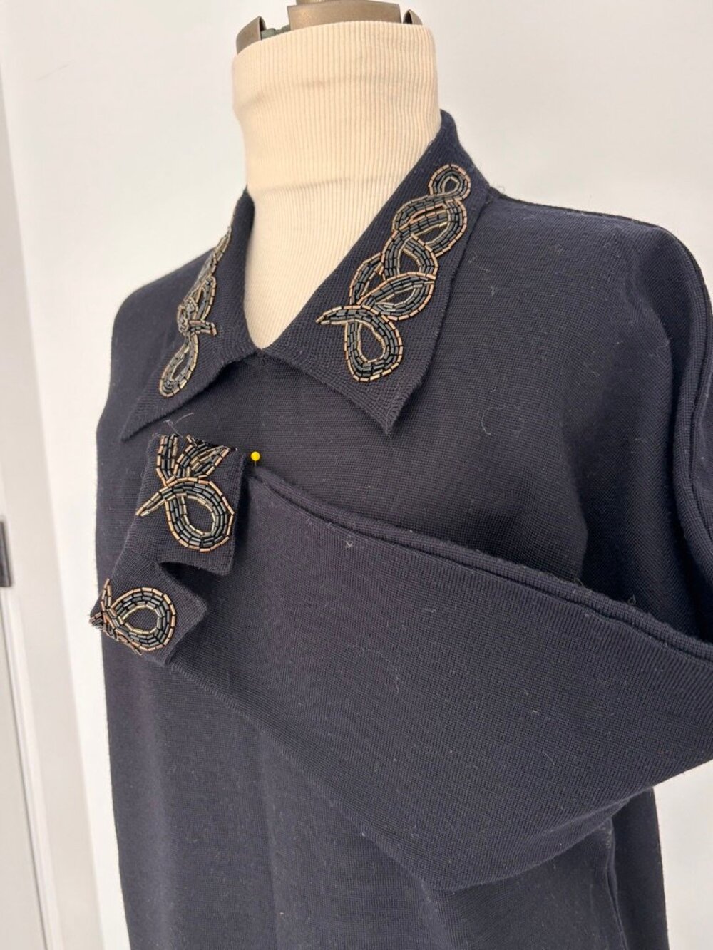 Vintage Liz Claiborne Wool/Rayon Beaded Sheath Dress